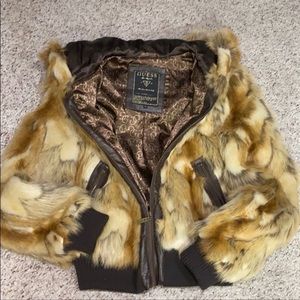 Guess Faux fur jacket, new, never worn.